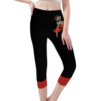 Thumbnail for ITEM 29.) FOUNDER - CROWNED BIG STEPPIN GLYPHIC - D47 Capri Yoga Leggings - Women XS THRU 3XL - 1 COLOR -