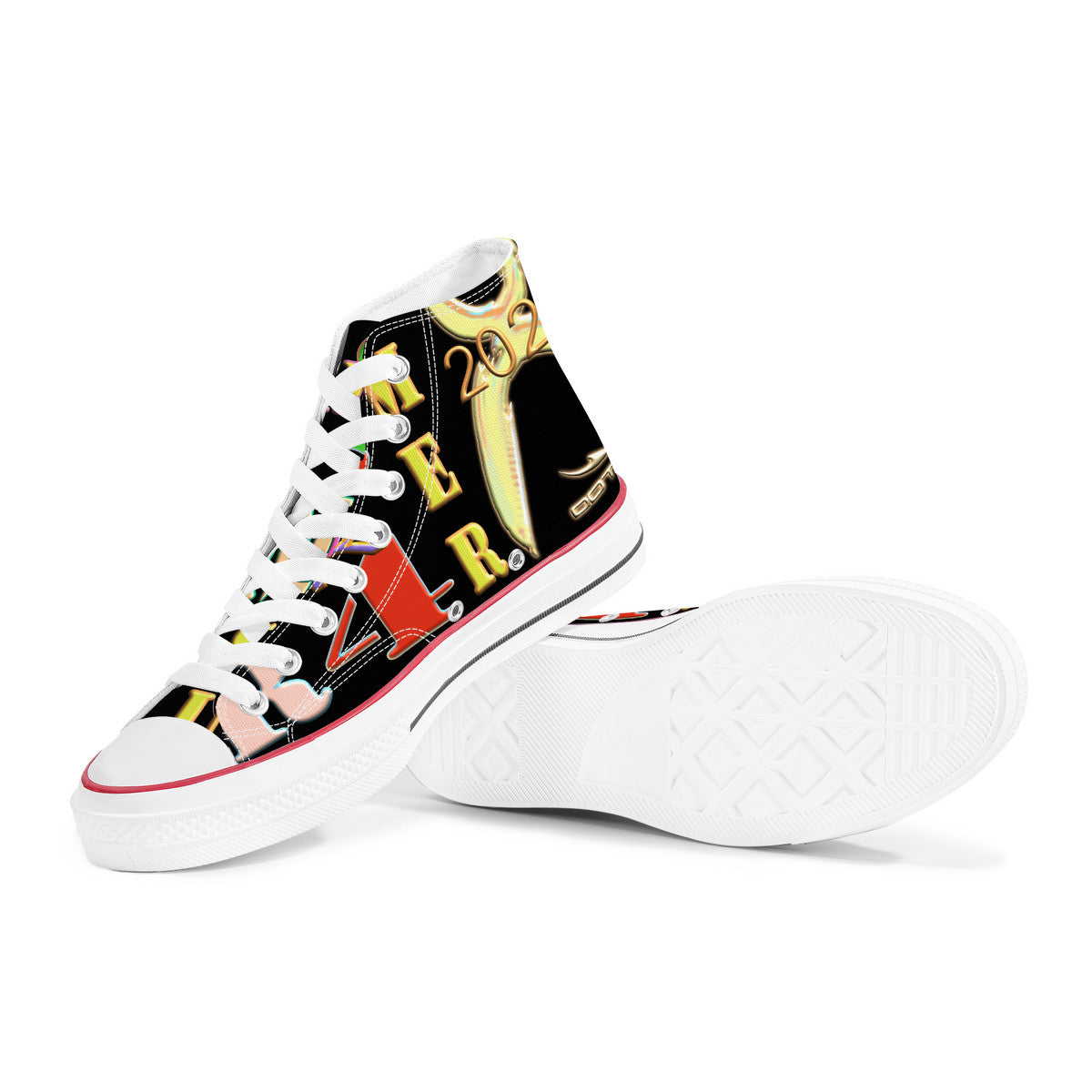 MO JUNE, JULY 2024 - D70 High Top Canvas Shoes - Mens or Womens - White soles - 1 COLOR -