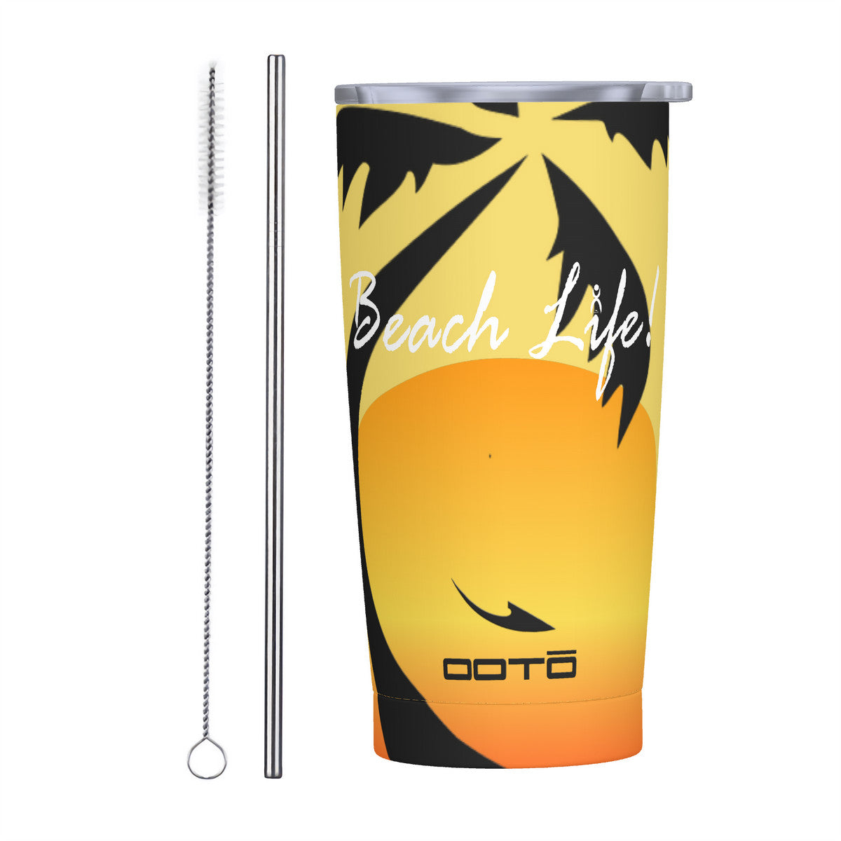 OOTO - BEACH LIFE! - HC_C81 20oz Stainless Steel Cup & Straw Lid Cup - BPA FREE - 1 COLOR -