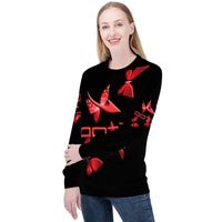 Thumbnail for OOTO - DASH AND BUTTERFLIES - D84 Women's  Print Sweater - 1 COLOR -