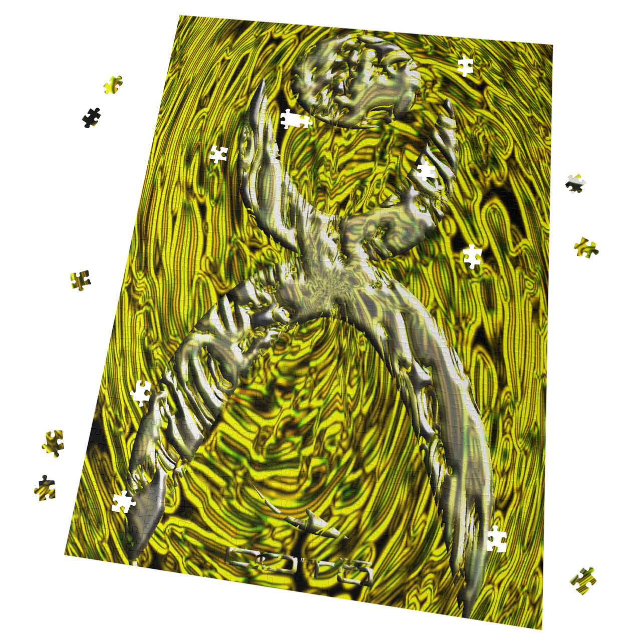 OOTO - GLYPHIC EN YELLOWED MESS HALTED PHASE X 2 - PUZZLE_V1 Cardboard Jigsaw Puzzle (1000-Piece) -