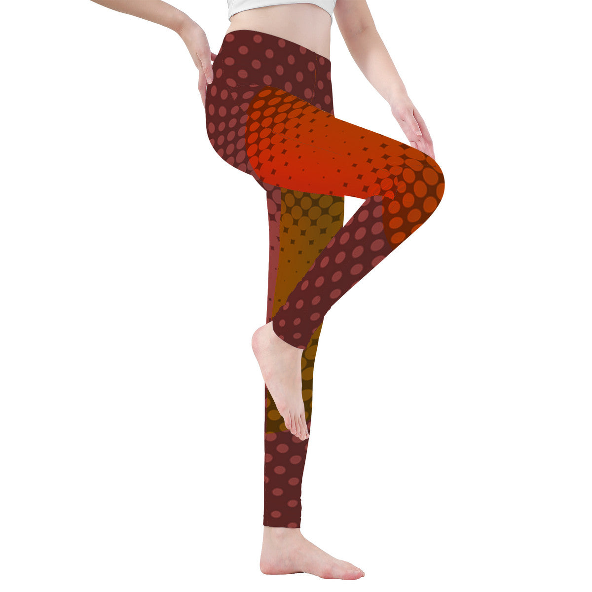 OOTO - AUBURN FADE B - D48 All-Over Print Yoga Leggings - 1 COLOR -