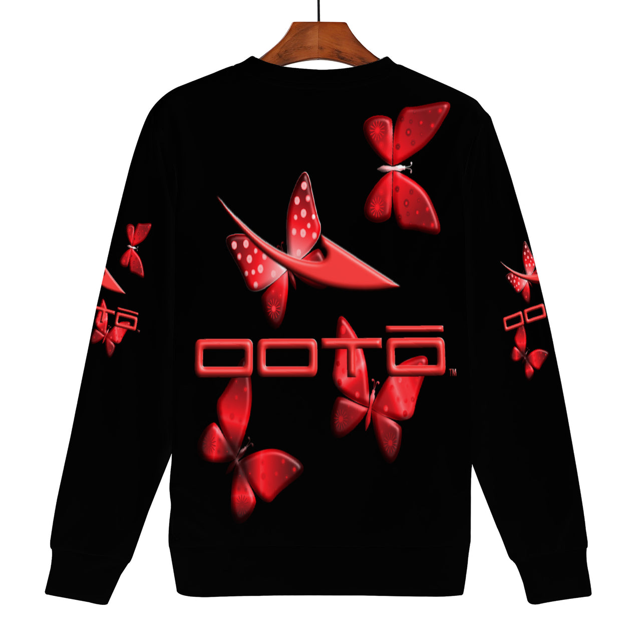 OOTO - DASH AND BUTTERFLIES - D84 Women's  Print Sweater - 1 COLOR -