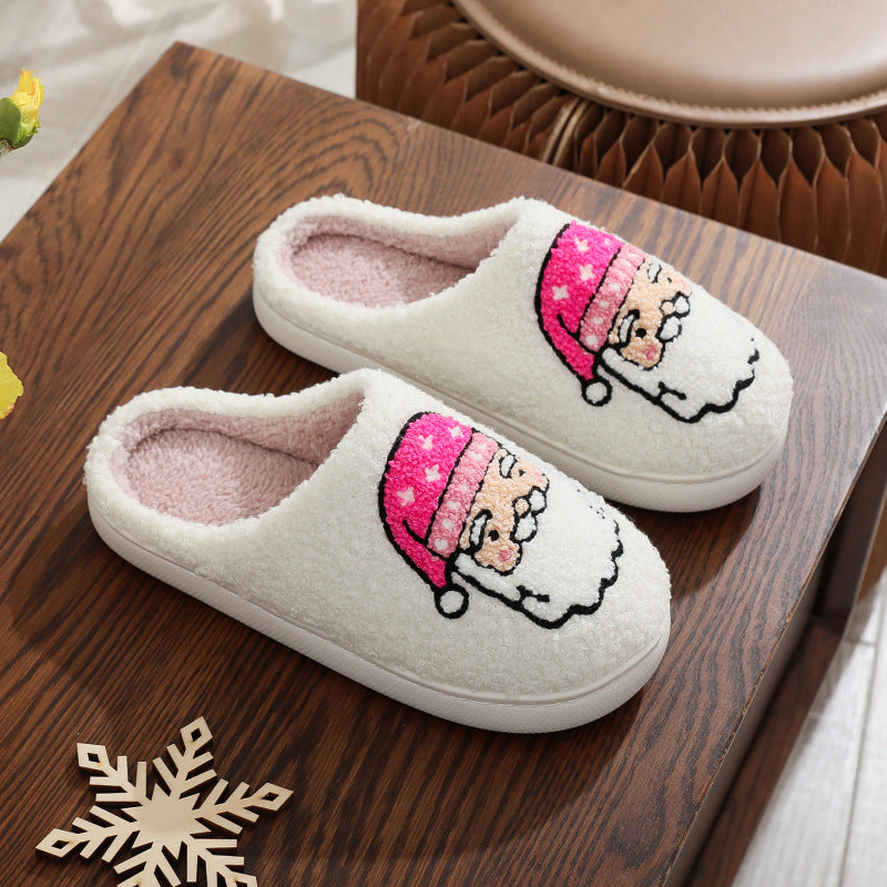 Christmas pink hat Santa Claus pattern home winter wool slippers - EU SIZES - K - 1 COLOR -