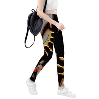 Thumbnail for ITEM 28.) FOUNDER - CROWNED BIG STEPPIN GLYPHIC - D48 Yoga Leggings - Women XS THRU 3XL - 1 COLOR -