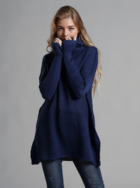 Thumbnail for Turtleneck Dropped Shoulder Long Sleeve Sweater - T - 6 COLORS -