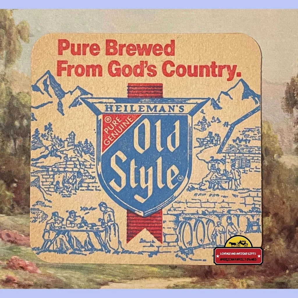 Vintage Old Style Beer Coaster "Pure Brewed From God's Country" 1970s