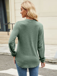 Thumbnail for Round Neck Long Sleeve T-Shirt - T - 5 COLORS -