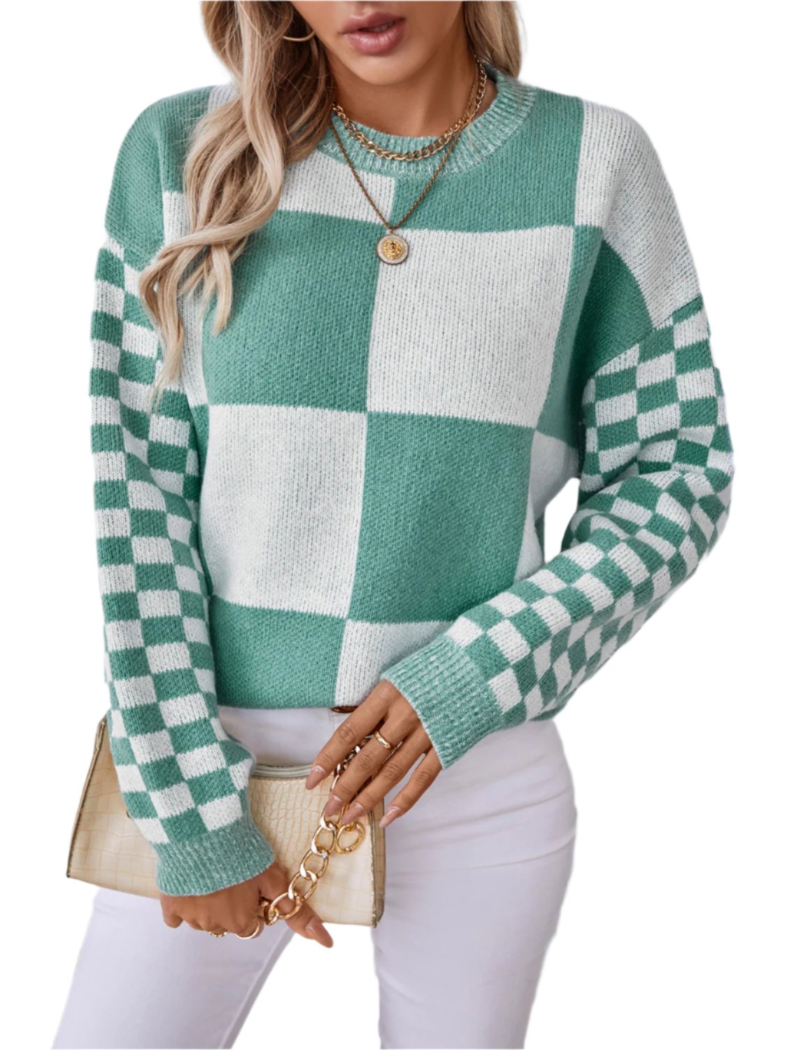 Color Block Round Neck Long Sleeve Sweater - T - 2 COLORS -