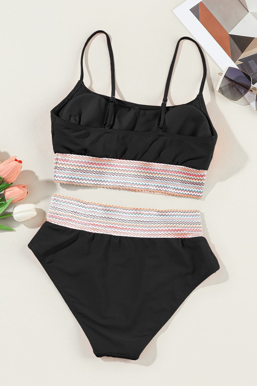 Scoop Neck Spaghetti Strap Two-Piece Swim set - T - 2 COLORS -