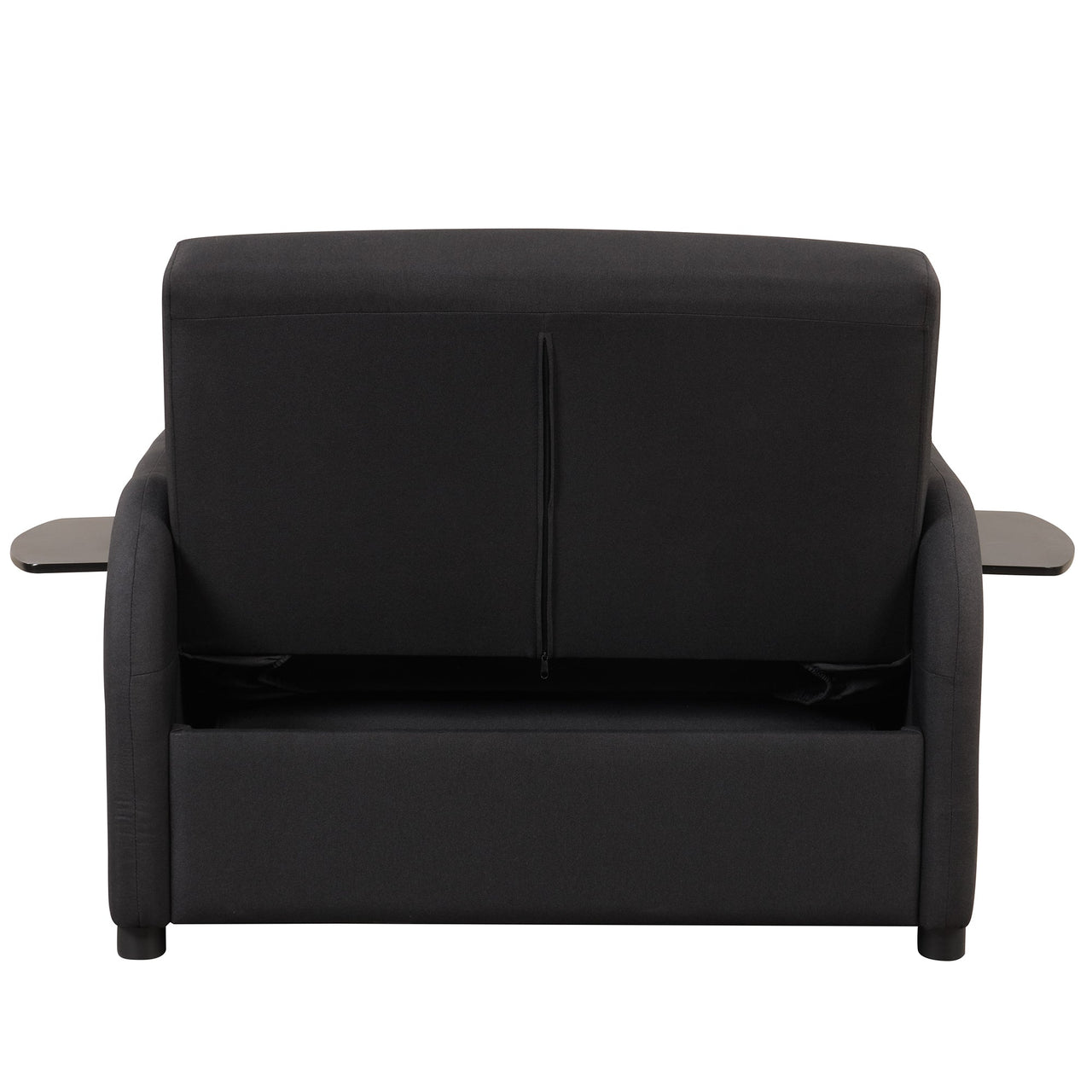 Pull Out Sofa Sleeper 3 in 1 With 2 Wing Table and Usb Charge for Nap Line Fabric for Living Room Recreation Room Black