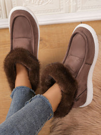 Thumbnail for Faux Fur Suede Round Toe Sneakers - T - 3 COLORS -