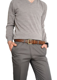 Thumbnail for Jkel - Galata Tan Plaited Leather Men Belt -