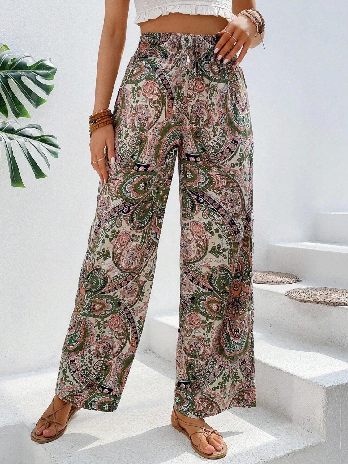 Printed Wide Leg Pants - Beach or Everyday - T - 5 COLORS -