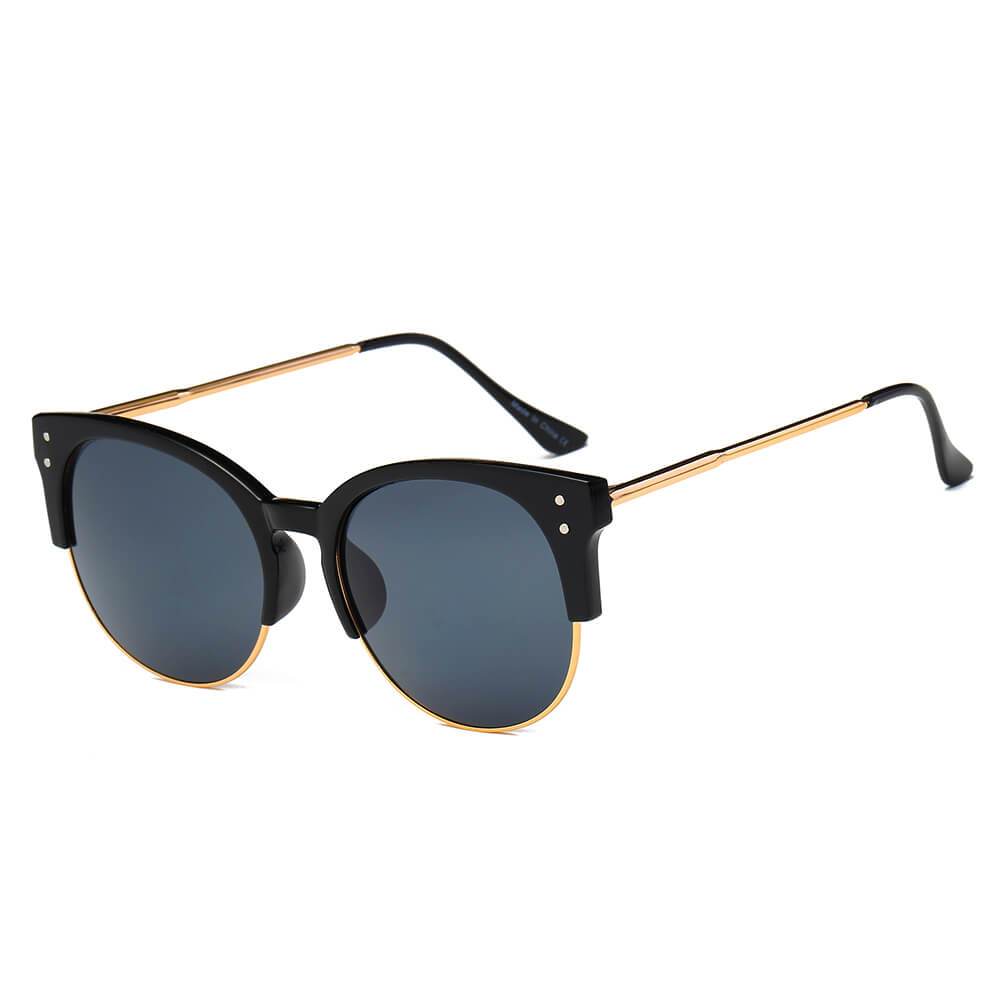 Cramilo - ABANDA |  Round Mirrored Flat Lens Half Frame Sunglasses Circle - 4 COLORS -