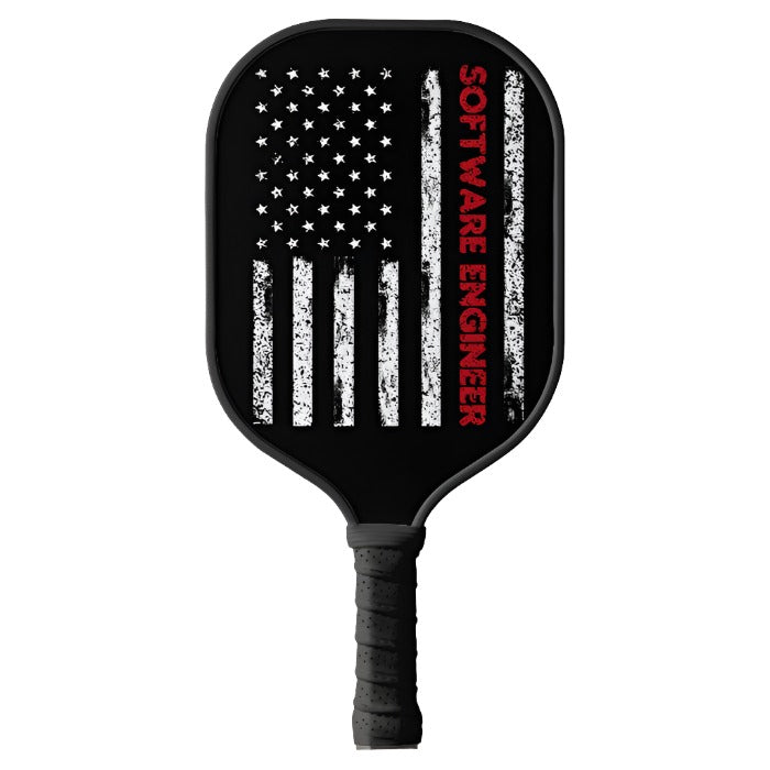 Flag With Word Software Engineer Pickleball Paddle