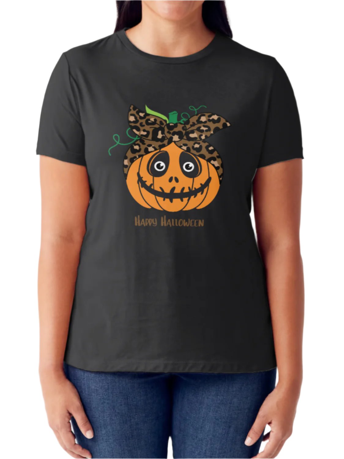 Simply Love Full Size HAPPY HALLOWEEN Pumpkin Graphic Short Sleeve Tubular T-Shirt - SIZES S THRU 3XL -  T - 2 COLORS -