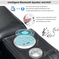 Thumbnail for PU Leather Power Recliner Individual Seat Home Theater Recliner With Cooling Cup Holder, Bluetooth Speaker, LED Lights,