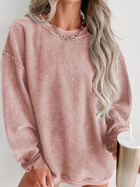 Thumbnail for Round Neck Dropped Shoulder Sweatshirt - T - 1 COLOR -