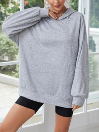 Thumbnail for Long Sleeve Dropped Shoulder Hoodie with Ears - T - 1 COLOR -