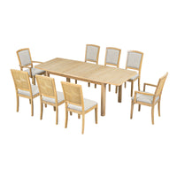 Thumbnail for Rustic Extendable 84inch Dining Table Set With 24inch Removable Leaf , 6 Upholstered Armless Dining Chairs and 2 Padded