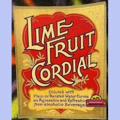 Very Rare 1800's Antique Lime Fruit Cordial Beverage Label, Amazing Collectible!