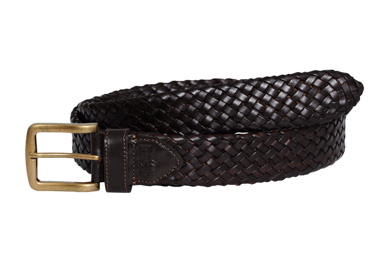 Jkel - Galata Dark Brown Plaited Leather Men Belt -