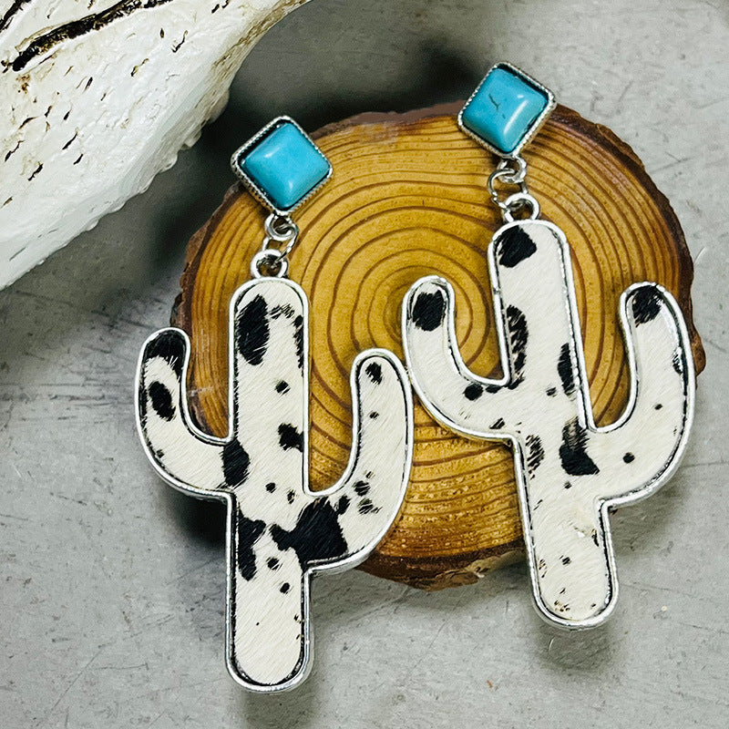 Turquoise Cactus Earrings - T - 4 STYLES/COLORS -