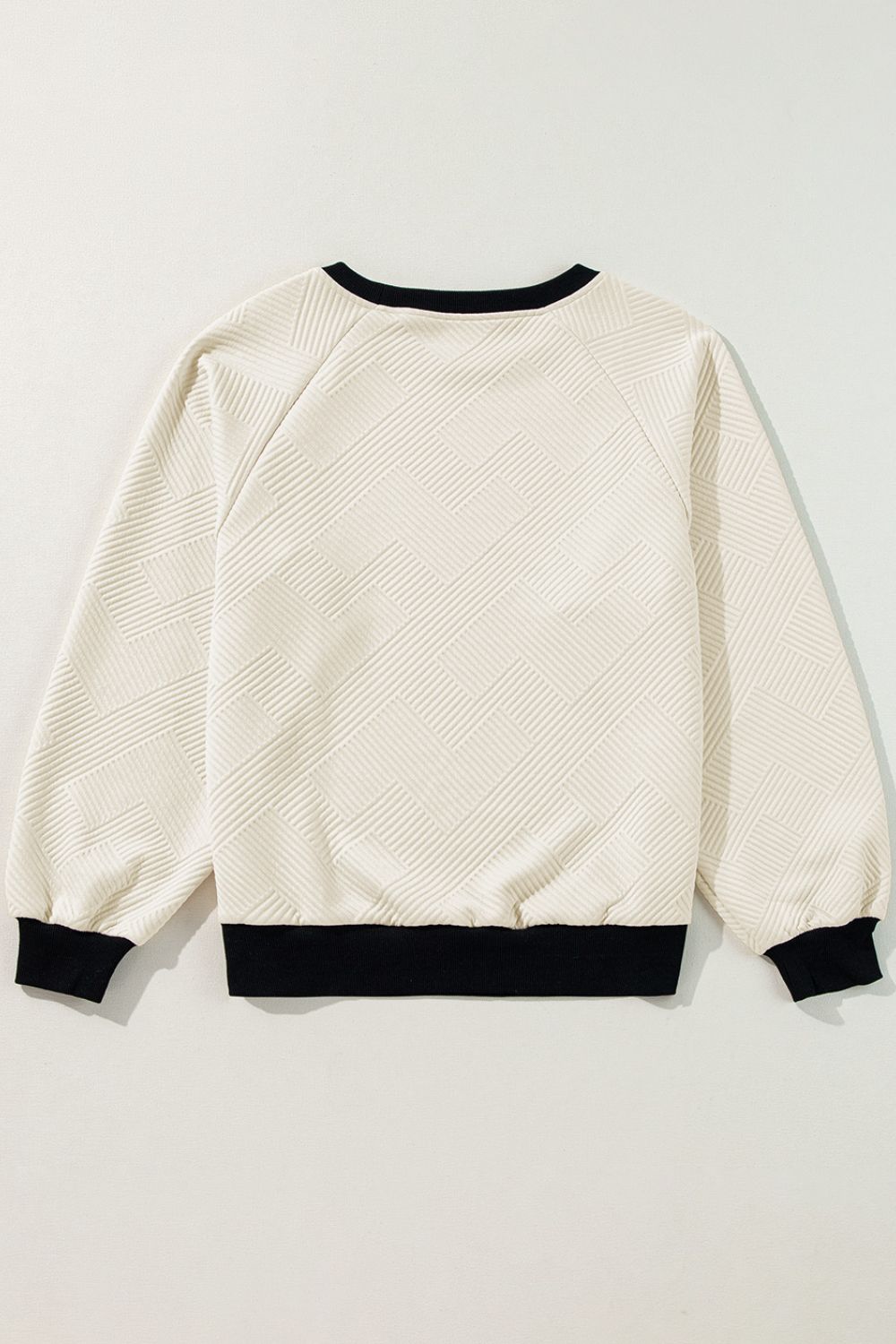 Texture Contrast Long Sleeve Sweatshirt - T - 1 COLOR -