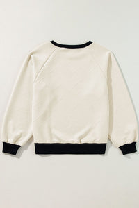 Thumbnail for Texture Contrast Long Sleeve Sweatshirt - T - 1 COLOR -