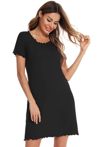 Thumbnail for Round Neck Short Sleeve Lounge Dress - T - 3 COLORS -