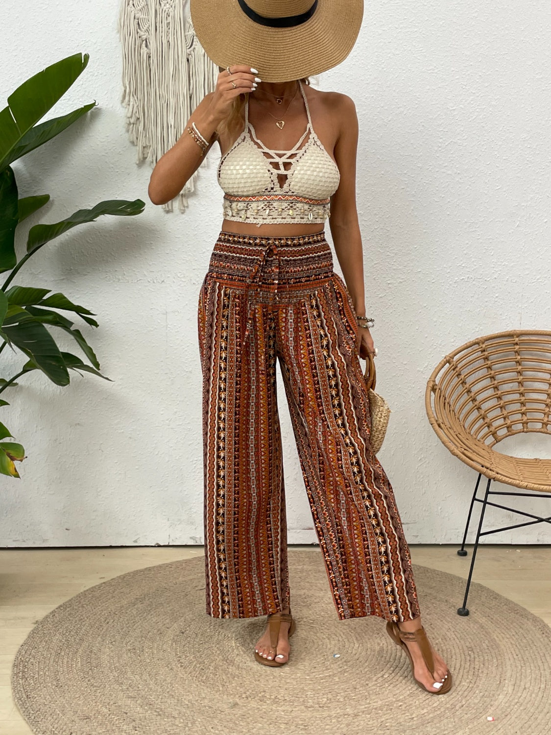 Printed Wide Leg Pants - Beach or Everday - T - 5 COLORS -