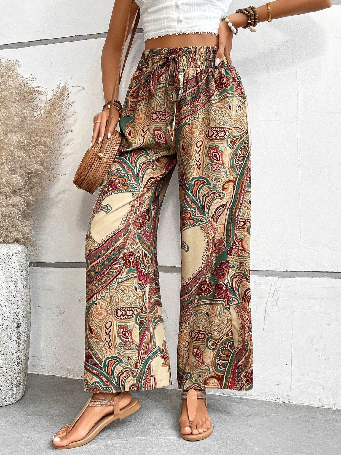 Printed Wide Leg Pants - Beach or Everyday - T - 5 COLORS -