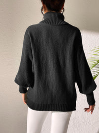 Thumbnail for Heart Turtleneck Long Sleeve Sweater - T - 4 COLORS -