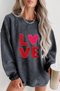 Thumbnail for LOVE Round Neck Dropped Shoulder Sweatshirt - T - 1 COLOR -