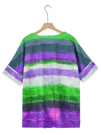 Thumbnail for Full Size Color Block Round Neck Half Sleeve T-Shirt - SIZES S THRU 3XL - T - 7 COLORS -