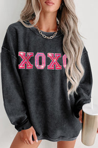 Thumbnail for XOXO Round Neck Dropped Shoulder Sweatshirt - T - 1 COLOR -