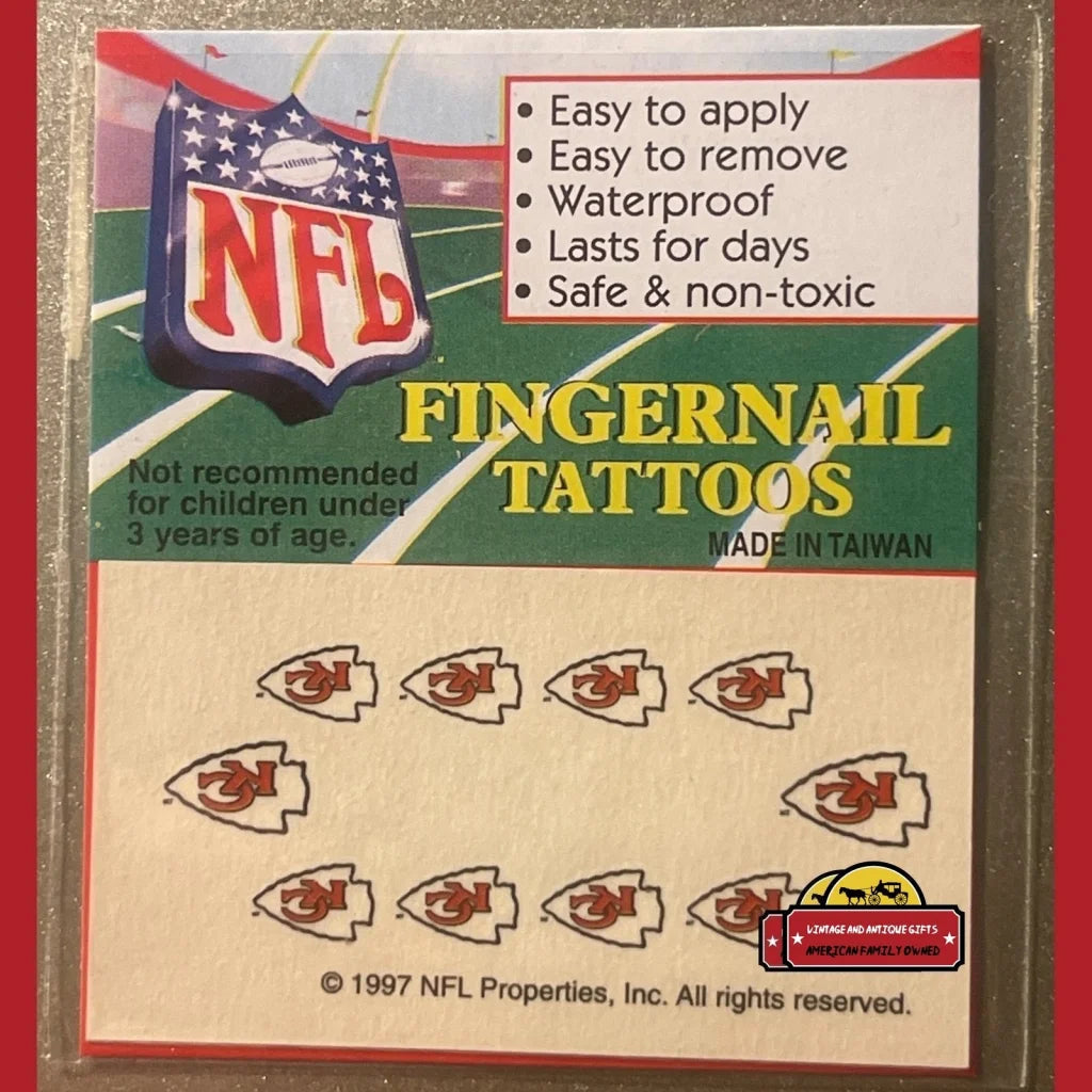 Vintage 1997 Nfl Fingernail Tattoos Kansas City Chiefs, It's Football Season!!!