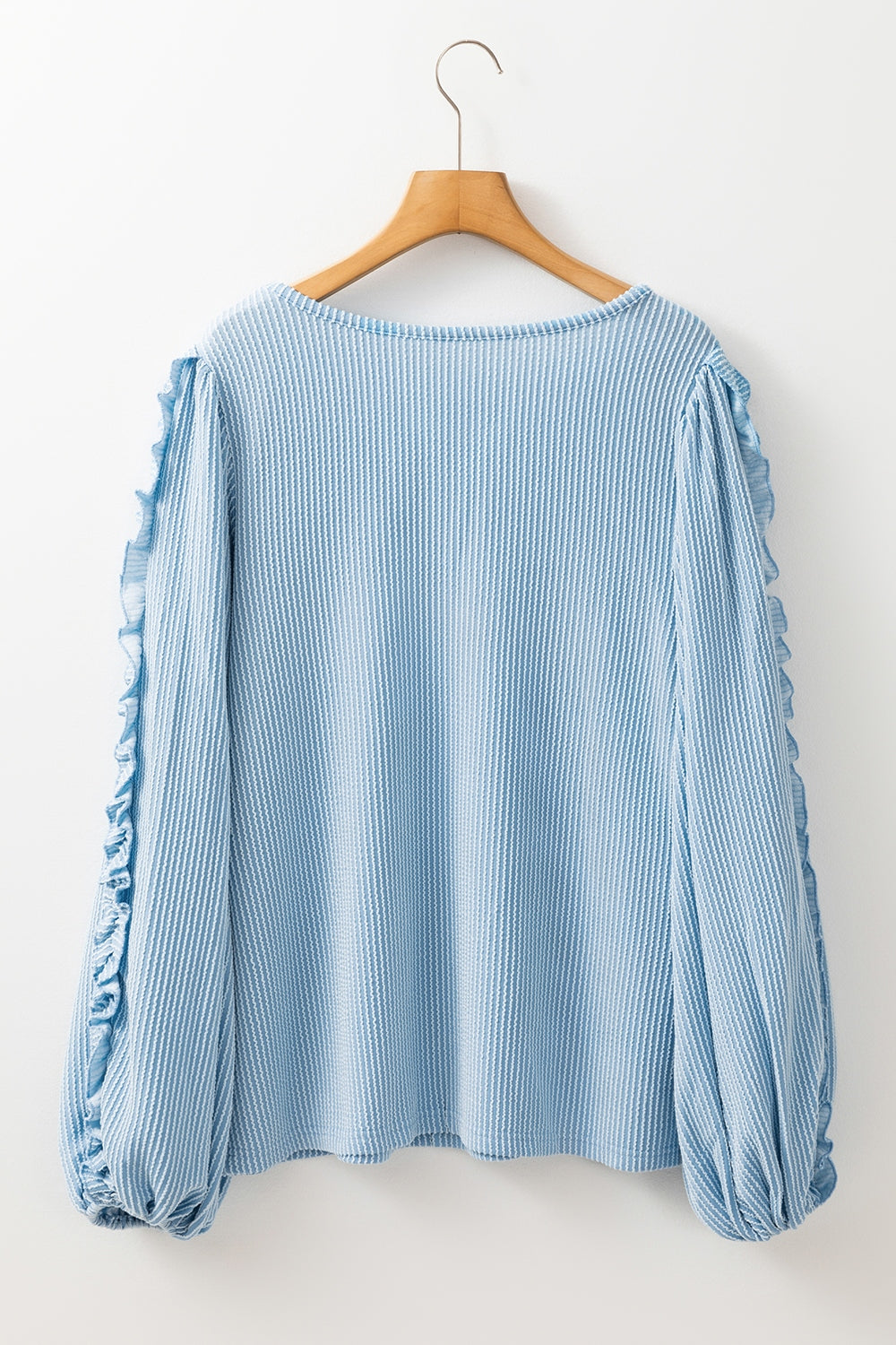 Frill Texture Round Neck Long Sleeve Sweatshirt - T - 1 COLOR -