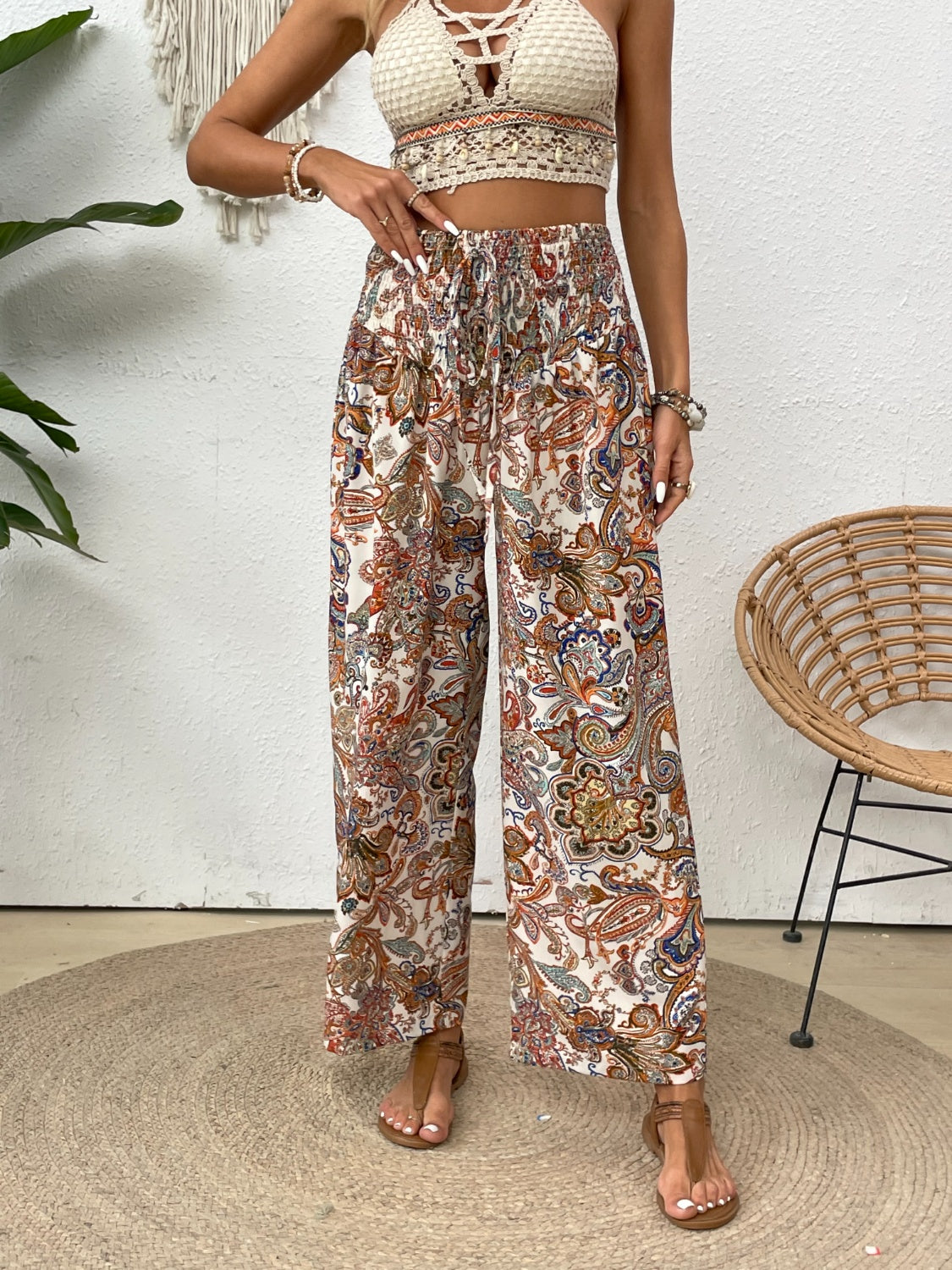 Printed Wide Leg Pants - Beach or Everday - T - 5 COLORS -