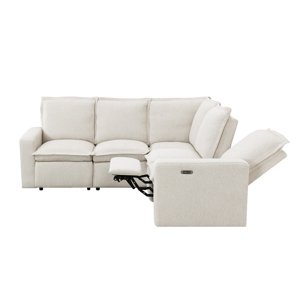 Power Recliner Chair Home Theater Seating Soft Chair With USB Port for Living Room, Bedroom, Theater Room, Beige