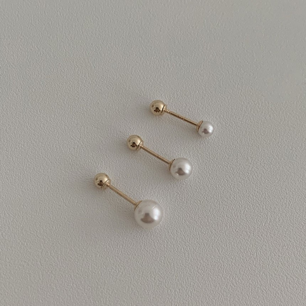 Brisbane - 14K SOLID GOLD SWAROVSKI PEARL PIERCING; 3mm,4mm,5mm,6mm - [9-15 DAY DELIVERY] - SINGLE OR PAIR -