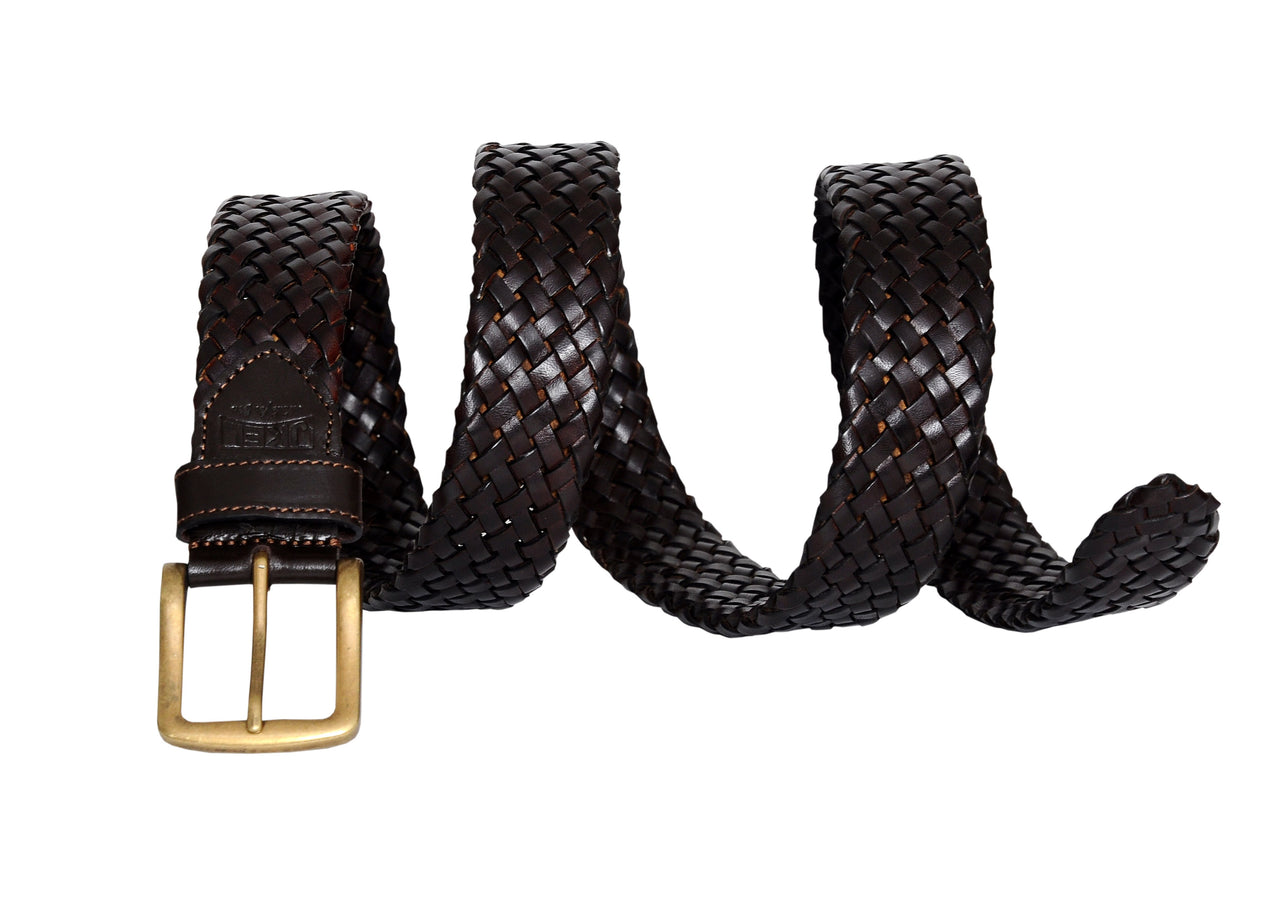 Jkel - Galata Dark Brown Plaited Leather Men Belt -