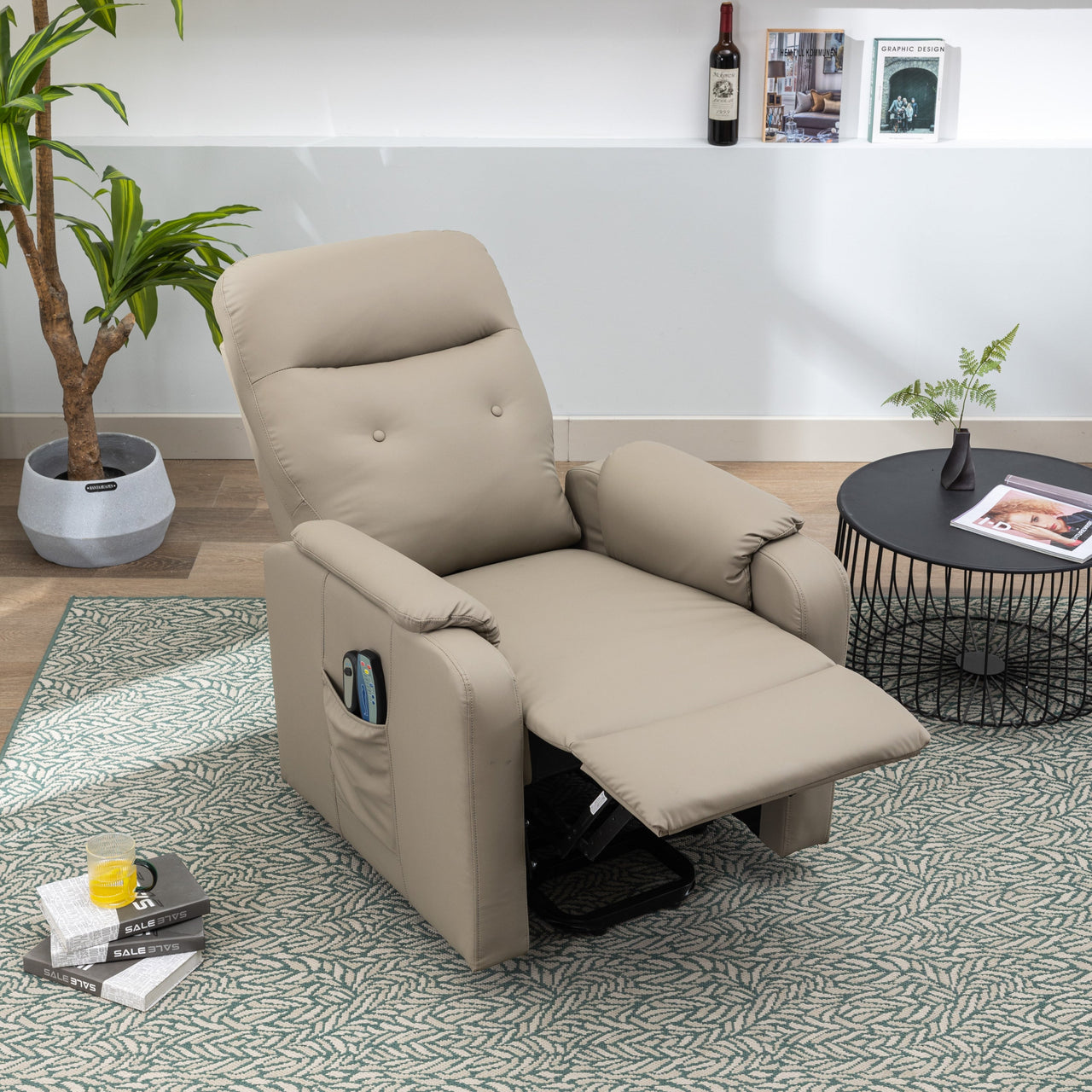 Massage Recliner Chair Electric Power Lift Chairs With Side Pocket, Adjustable Massage and Heating Function for Adults A