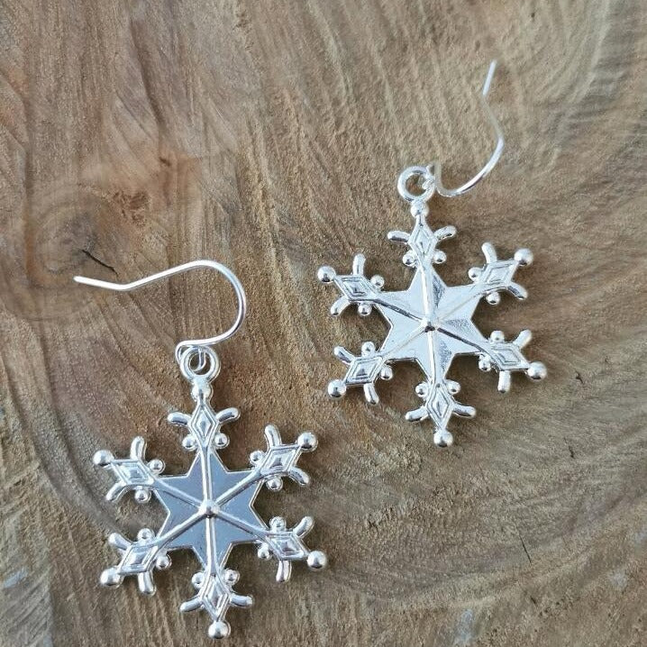 Silver-Plated Snowflakes Earrings - T - 1 FINISH -