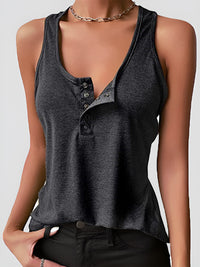 Thumbnail for Full Size Quarter Snap Scoop Neck Tank - SIZES S THRU 3XL - T - 8 COLORS -