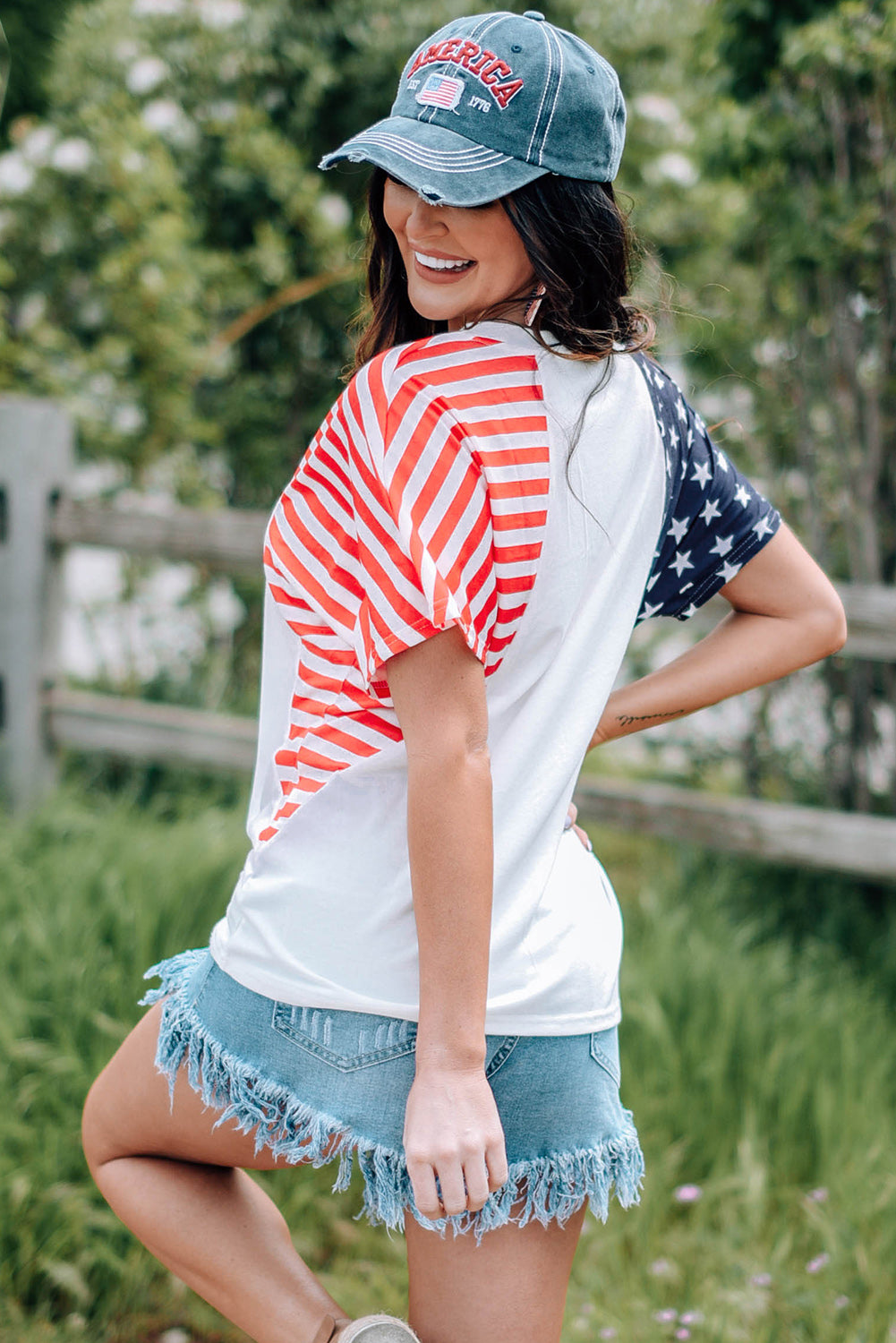 Stars and Stripes "Made in America" V-Neck Tee Shirt - T - 1 COLOR -