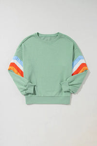 Thumbnail for Contrast Round Neck Long Sleeve Sweatshirt - T - 1 COLOR -