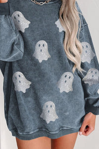 Thumbnail for Glitter Ghost Round Neck Long Sleeve Sweatshirt - T - 3 COLORS -