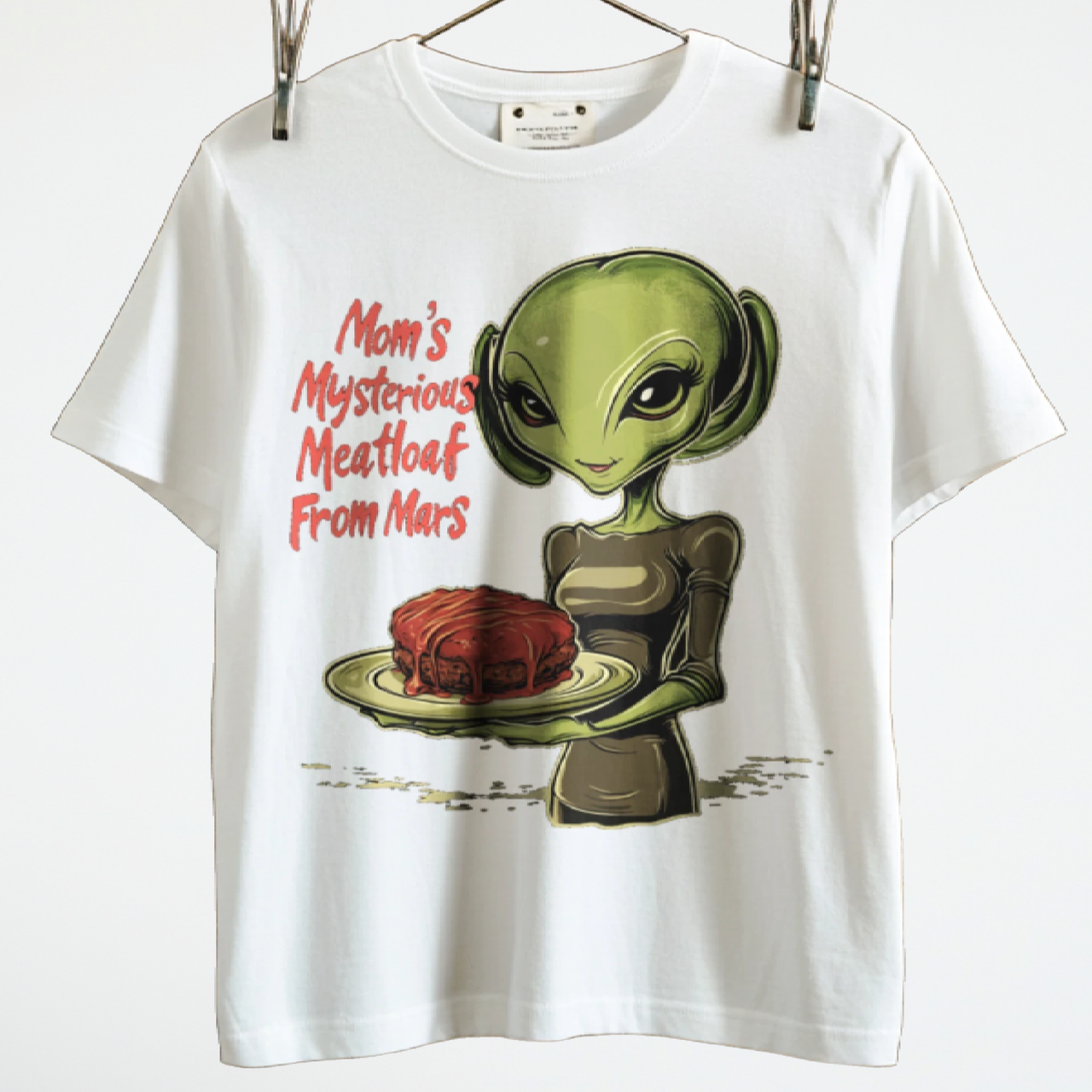 Mom's Mysterious Meatloaf From Mars Alien Tee, Funny Alien T-Shirt - 2 COLORS -